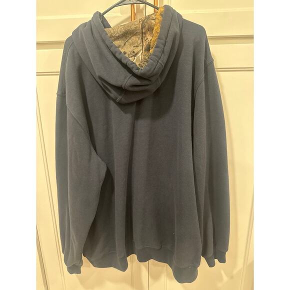 Carhartt Navy pullover hoodie with camo 2XL loose fit RARE VGUC men’s - Picture 5 of 8